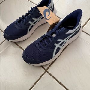 Asics Women's Navy Blue and White Athletic Running Shoes